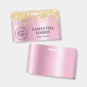 Gold Glitter Drips Pink Shimmer Ausweis (Vorder- & Rückseite)