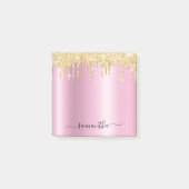 Gold Glitter Drips Pink Shimmer Glam Name Post-it Klebezettel (Vorderseite)
