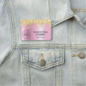 Gold Glitter Drips Pink Shimmer Namensschild (Beispiel)