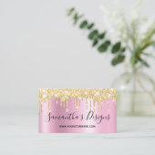 Gold Glitter Drips Pink Shimmer Online Store Visitenkarte (Stehend Vorderseite)