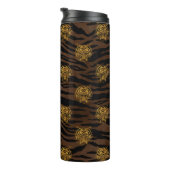 Gold Glitter Dschungel Tiger Muster Thermosbecher (Nach rechts gedreht)