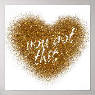 Gold Glitter DU PACKST DAS Glamour Herz Wandbild Poster