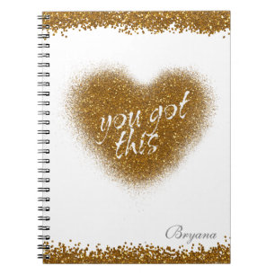 Gold Glitter DU PACKST DAS Herz Notizbuch Journal Notizblock