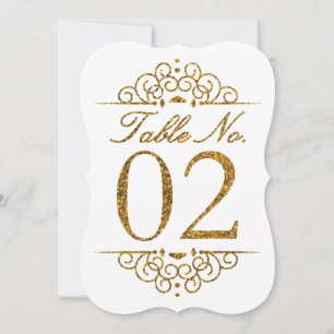 Gold Glitter Effekt Hochzeit Tischnummer Karte (02