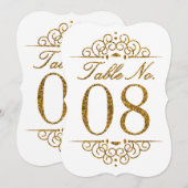 Gold Glitter Effekt Hochzeit Tischnummernkarte (08 Einladung (Vorne/Hinten)