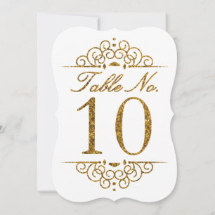 Gold Glitter Effekt Hochzeit Tischnummernkarte (10 Einladung