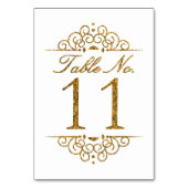Gold Glitter Effekt Hochzeit Tischnummernkarte (11 Tischnummer (Rückseite)