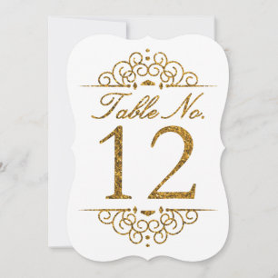 Gold Glitter Effekt Hochzeit Tischnummernkarte (12 Einladung