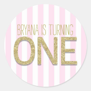Gold Glitter EIN 1. Geburtstag Party Favor Sticker