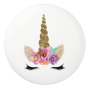 Gold Glitter Einhorn-Horn Mädchen Glam Märchen Keramikknauf