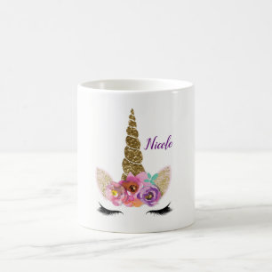 Gold Glitter Einhorn Horn Mädchen Glam Personalisi Kaffeetasse