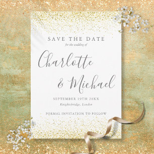 Gold Glitter Elegante Unterschrift Schrift Hochzei Save The Date