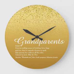 Gold Glitter Elegantes Skript Großeltern Zitat Große Wanduhr