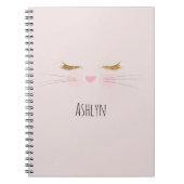 Gold Glitter Eyelashes Pink Nose Kitty Cat Face Notizblock (Vorderseite)