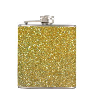 Gold Glitter Faux Folie Flachmann