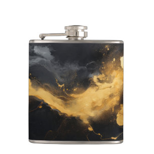 Gold Glitter Faux-Folie Marmor Flachmann