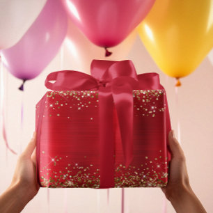 Gold Glitter Feiertags Rot Ombre Folie Geschenkpapier