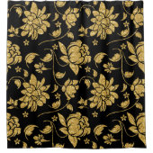 Gold Glitter Floral Damasks Pattern Duschvorhang (Vorderseite)
