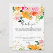 Gold glitter floral photo botanical graduation dankeskarte (Vorderseite)