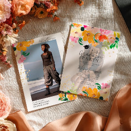 Gold glitter floral photo botanical graduation einladung