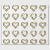 Gold Glitter Flourish Valentine Geschenkpapier (Flach)