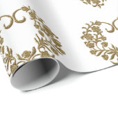 Gold Glitter Flourish Valentine Geschenkpapier (Rolleneckpunkt)