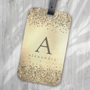 Gold Glitter Folien-Monogramm Gepäckanhänger