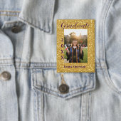 Gold Glitter Foto Abschluss Name Klasse Text Button (Insitu)