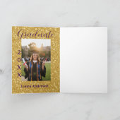 Gold Glitter Foto Abschluss Name Klasse Text Karte (Innenseite)