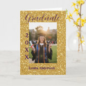 Gold Glitter Foto Abschluss Name Klasse Text Karte (Gelbe Blume)