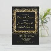Gold Glitter Frame - Rehearsal Dinner Einladung (Stehend Vorderseite)