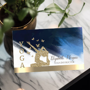 Gold Glitter Frauen Silhouette, Yoga Pinselstrich Visitenkarte