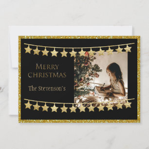 Gold Glitter Frohe Weihnachten Foto Personalisiert