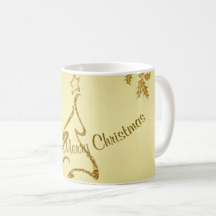 Gold Glitter Frohe Weihnachten, Weihnachtsmann auf Kaffeetasse