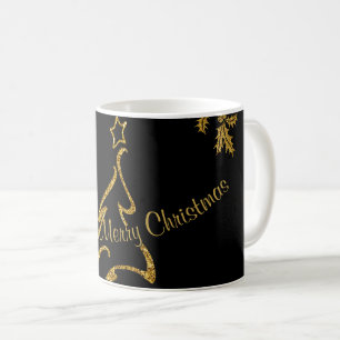 Gold Glitter Frohe Weihnachten, Weihnachtsmann Kaffeetasse