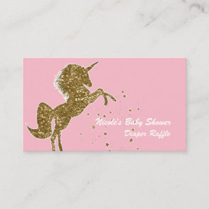 Gold Glitter Funkeln Einhorn Windel Raffle Karten