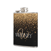 Gold Glitter Funkeln Elegante Luxus Textur Flachmann (Links)