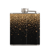 Gold Glitter Funkeln Elegante Luxus Textur Flachmann (Rückseite)