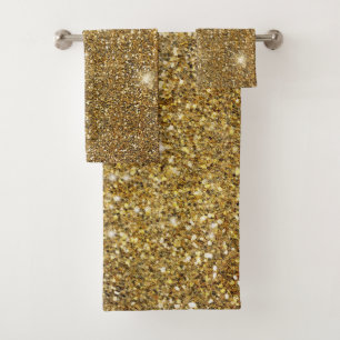 Gold Glitter Funkeln Glitzernd Funkelnd Schön Badhandtuch Set