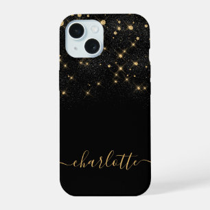 Gold Glitter Funkelnde Elegante Glamouröse Schrift iPhone 15 Hülle