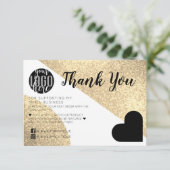 Gold Glitter Geo Heart Logo Customer Thank You Dankeskarte (Stehend Vorderseite)