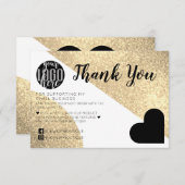 Gold Glitter Geo Heart Logo Customer Thank You Dankeskarte (Vorne/Hinten)