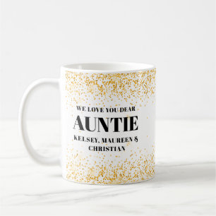 Gold Glitter-Geschenk für Tante mit Namen Kaffeetasse