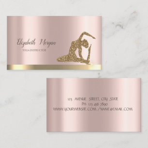 Gold Glitter Girl Rose Gold Yoga  Visitenkarte