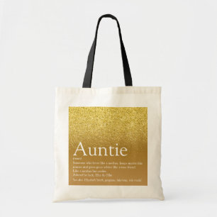 Gold Glitter Glam Beste Tante Tante Definition Tragetasche