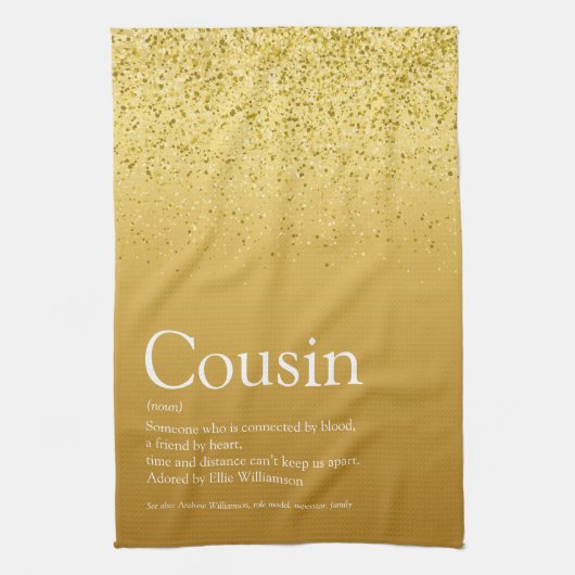 Gold Glitter Glam Fun Best Ever Cousin Definition Geschirrtuch (Vertikal)