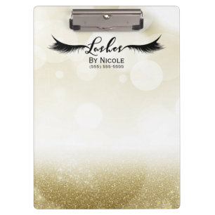 Gold Glitter Glam Schimmer Wimpern Personalisiert Klemmbrett