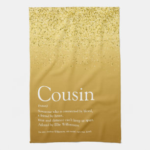 Gold Glitter Glam Spaß Bester Cousin Definition Geschirrtuch