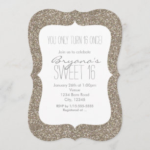 Gold Glitter Glam Sweet 16 Geburtstagseinladungen Einladung