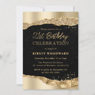 Gold Glitter Glam Tränen Kanten Geburtstagsfeier Einladung
